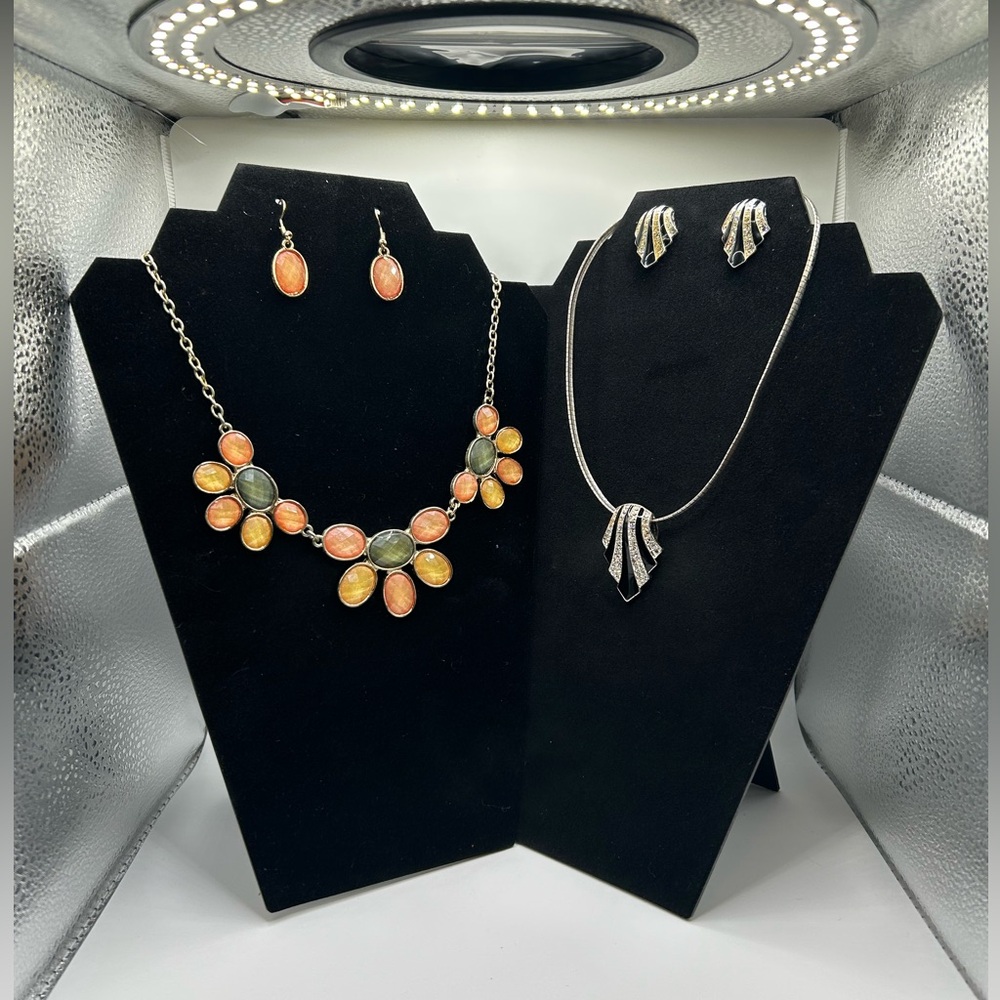 Avon NINA RICCI Art Deco Jewelry Collar Necklace/Earrings, & other Set (2 Sets)